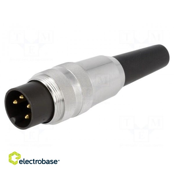Connector: M16 | plug | male | soldering | for cable | PIN: 4 | 5A | 250V фото 1
