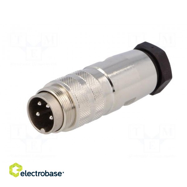Connector: M16 | plug | male | soldering | for cable | PIN: 4 | 5A | 300V paveikslėlis 2