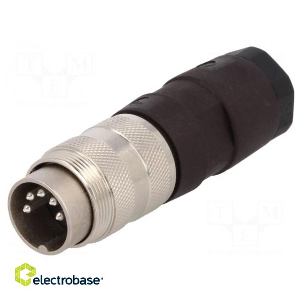 Connector: M16 | plug | male | soldering | for cable | PIN: 5 | 5A | 100V paveikslėlis 1