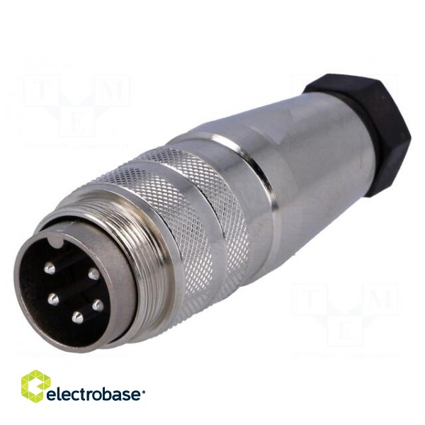 Connector: M16 | plug | male | soldering | for cable | PIN: 5 | 5A | 300V image 1