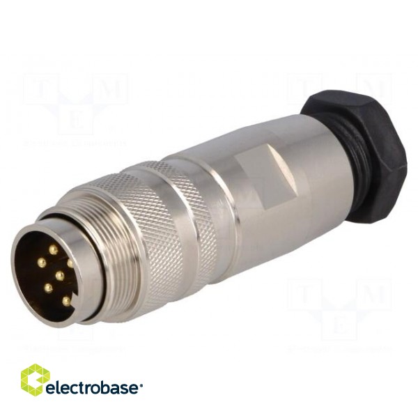 Connector: M16 | plug | male | soldering | for cable | PIN: 6 | 5A | 125V image 1