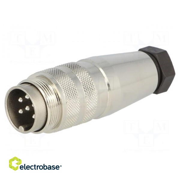 Connector: M16 | plug | male | soldering | for cable | PIN: 6 | 5A | 300V фото 1