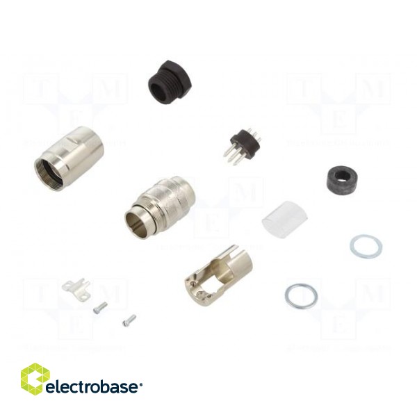 Connector: M16 | plug | male | soldering | for cable | PIN: 7 | 7A | 300V paveikslėlis 1