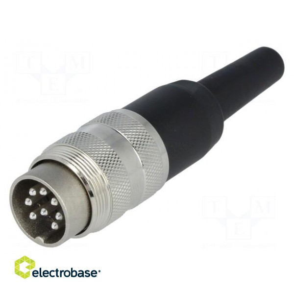 Connector: M16 | plug | male | soldering | for cable | PIN: 8 | 5A | 100V image 1