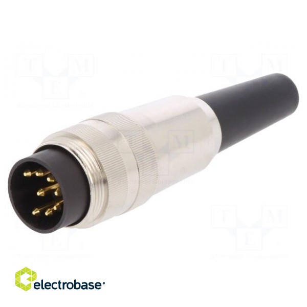 Connector: M16 | plug | male | soldering | for cable | PIN: 8 | 5A | 60V фото 1