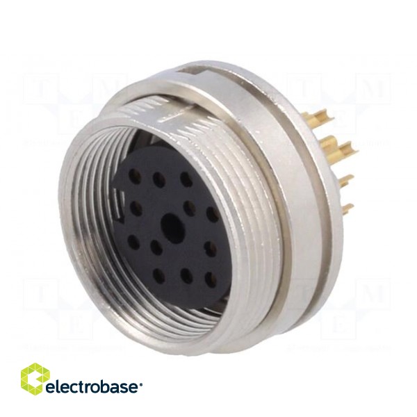 Connector: M16 | socket | female | soldering | PIN: 12 | 3A | 60V | IP40 image 1