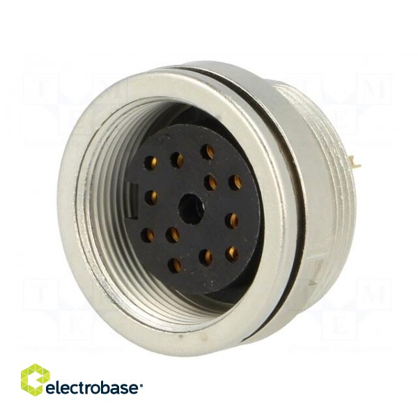 Connector: M16 | socket | female | soldering | PIN: 12 | 3A | 60V | IP68 image 1