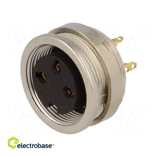 Connector: M16 | socket | female | soldering | PIN: 3 | 5A | 250V | IP68 paveikslėlis 1
