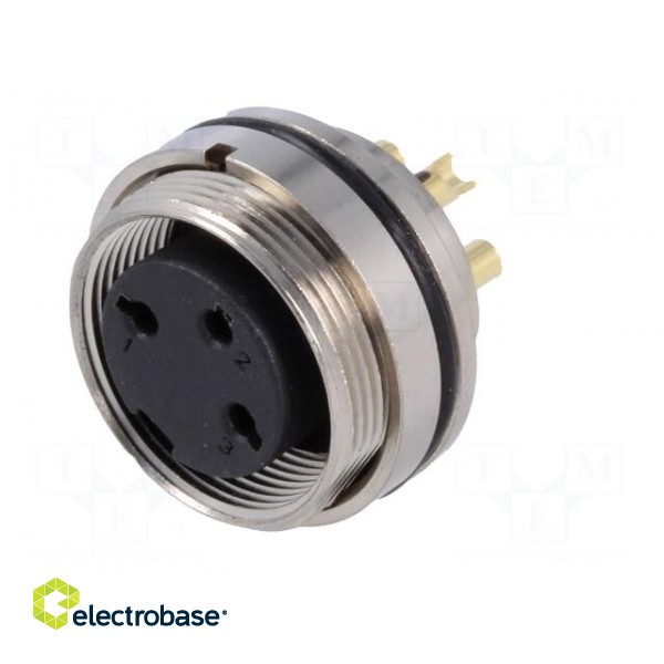 Connector: M16 | socket | female | soldering | PIN: 3 | 7A | 250V | straight paveikslėlis 2