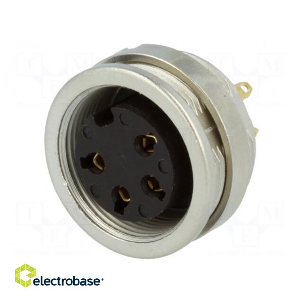Connector: M16 | socket | female | soldering | PIN: 4 | 5A | 250V | IP68 paveikslėlis 1