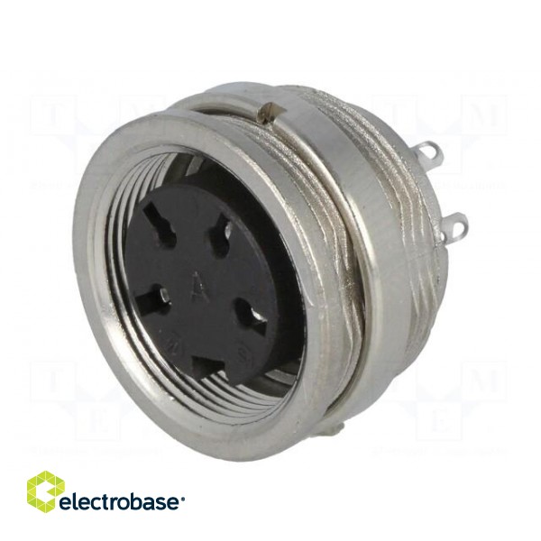 Connector: M16 | socket | female | soldering | PIN: 4 | 5A | 300V | IP40 image 1