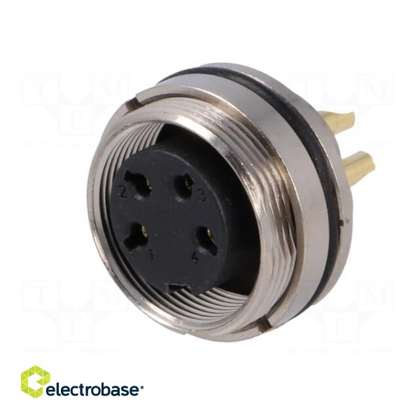 Connector: M16 | socket | female | soldering | PIN: 4 | 7A | 250V | straight фото 2