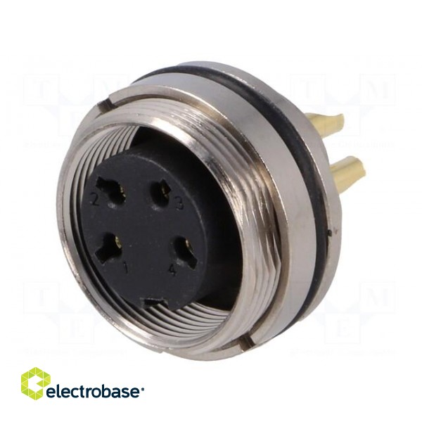 Connector: M16 | socket | female | soldering | PIN: 4 | 7A | 250V | straight paveikslėlis 1