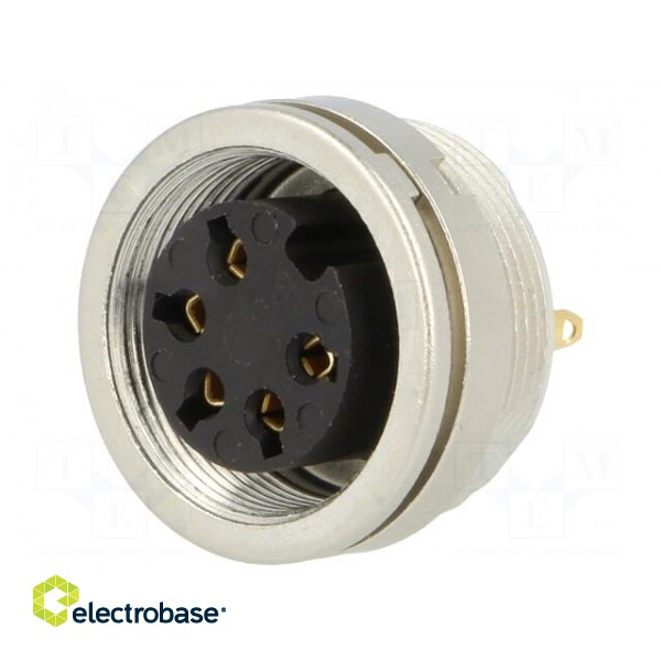 Connector: M16 | socket | female | soldering | PIN: 5 | 5A | 250V | IP40 image 1