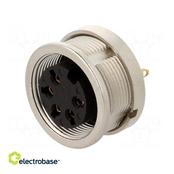 Connector: M16 | socket | female | soldering | PIN: 5 | 5A | 250V | IP68 paveikslėlis 1