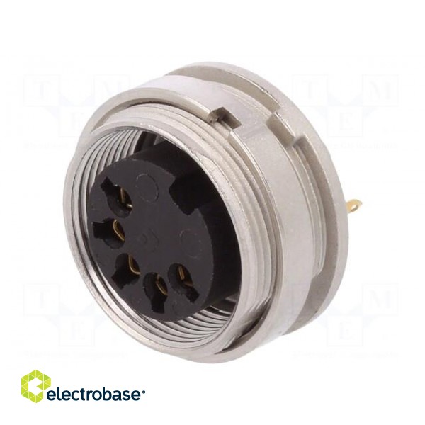 Connector: M16 | socket | female | soldering | PIN: 5 | 5A | 60V | IP40 paveikslėlis 1