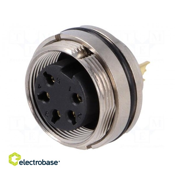 Connector: M16 | socket | female | soldering | PIN: 5 | 6A | 250V | straight image 1