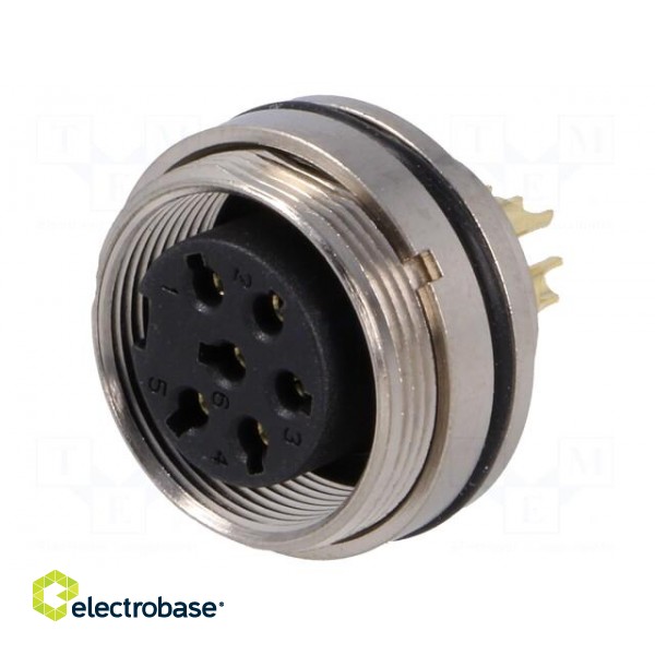Connector: M16 | socket | female | soldering | PIN: 6 | 5A | 125V | straight image 1