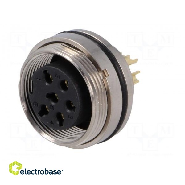 Connector: M16 | socket | female | soldering | PIN: 6 | 5A | 125V | straight фото 2