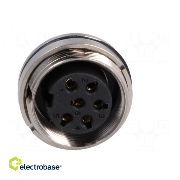 Connector: M16 | socket | female | soldering | PIN: 6 | 5A | 125V | straight фото 9