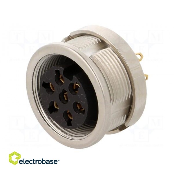 Connector: M16 | socket | female | soldering | PIN: 7 | 5A | 250V | IP68 paveikslėlis 1