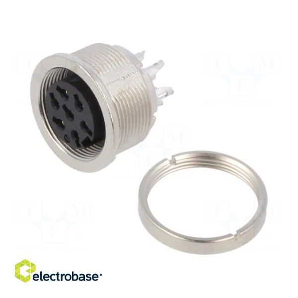 Connector: M16 | socket | female | soldering | PIN: 7 | 5A | 32V | straight