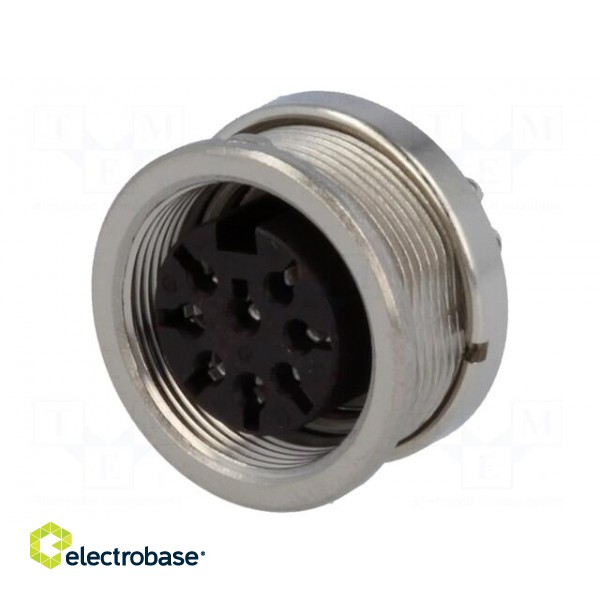 Connector: M16 | socket | female | soldering | PIN: 8 | 5A | 100V | IP40 image 1