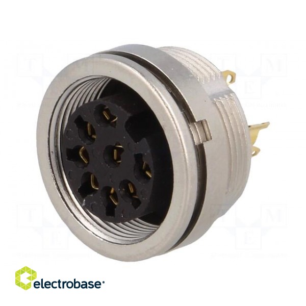 Connector: M16 | socket | female | soldering | PIN: 8 | 5A | 60V | IP68 paveikslėlis 1