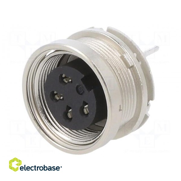 Connector: M16 | socket | female | THT | PIN: 4 | 6A | 150V | straight | IP40 image 1