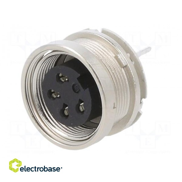Connector: M16 | socket | female | THT | PIN: 4 | 6A | 150V | straight | IP40 фото 2