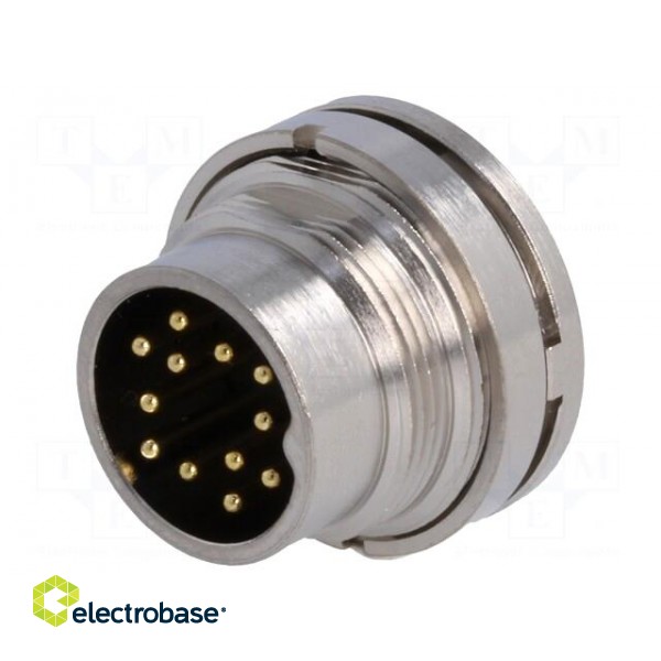 Connector: M16 | socket | male | soldering | PIN: 12 | 3A | 60V | straight image 1