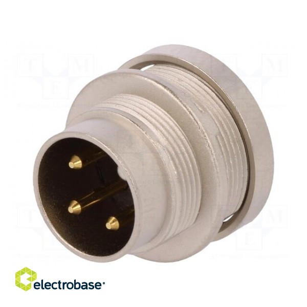 Connector: M16 | socket | male | soldering | PIN: 3 | 5A | 250V | IP40 paveikslėlis 1