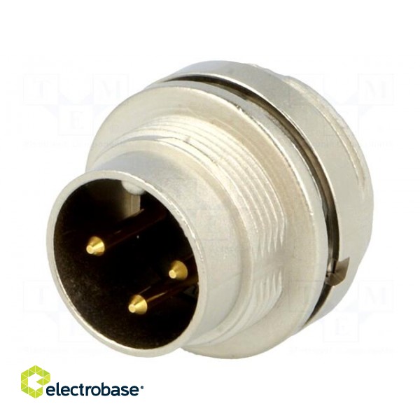 Connector: M16 | socket | male | soldering | PIN: 3 | 5A | 250V | IP68 paveikslėlis 1