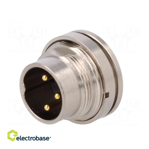 Connector: M16 | socket | male | soldering | PIN: 3 | 7A | 250V | straight paveikslėlis 2