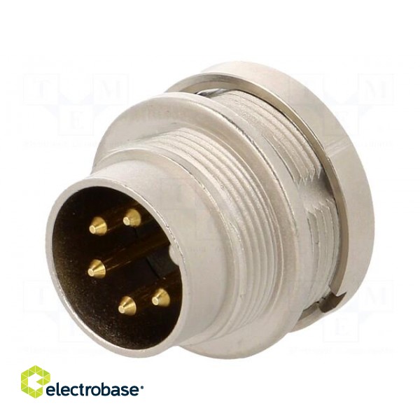Connector: M16 | socket | male | soldering | PIN: 5 | 5A | 250V | IP68 paveikslėlis 1