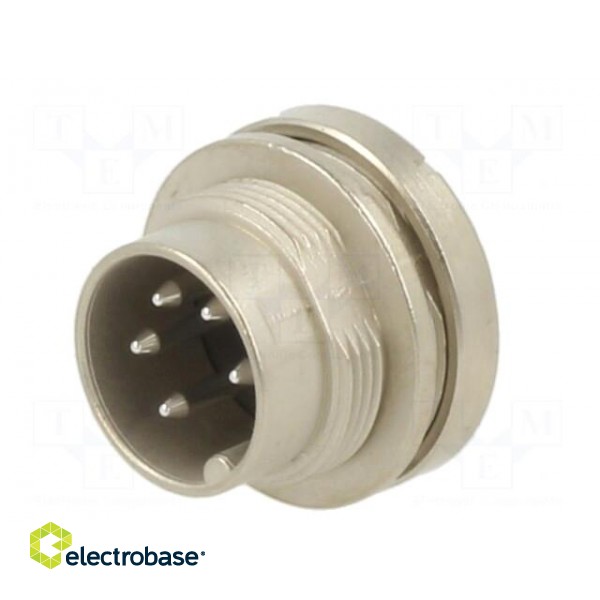 Connector: M16 | socket | male | soldering | PIN: 5 | 6A | 150V | straight фото 2