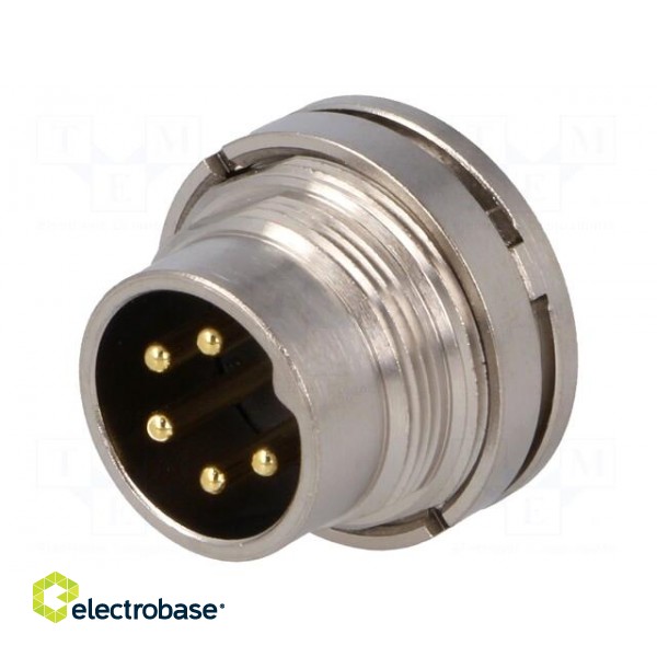 Connector: M16 | socket | male | soldering | PIN: 5 | 6A | 250V | straight image 1