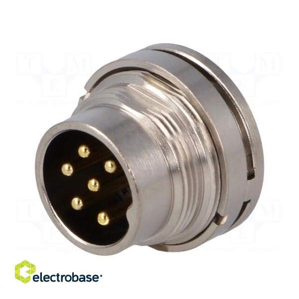 Connector: M16 | socket | male | soldering | PIN: 6 | 5A | 125V | straight фото 1