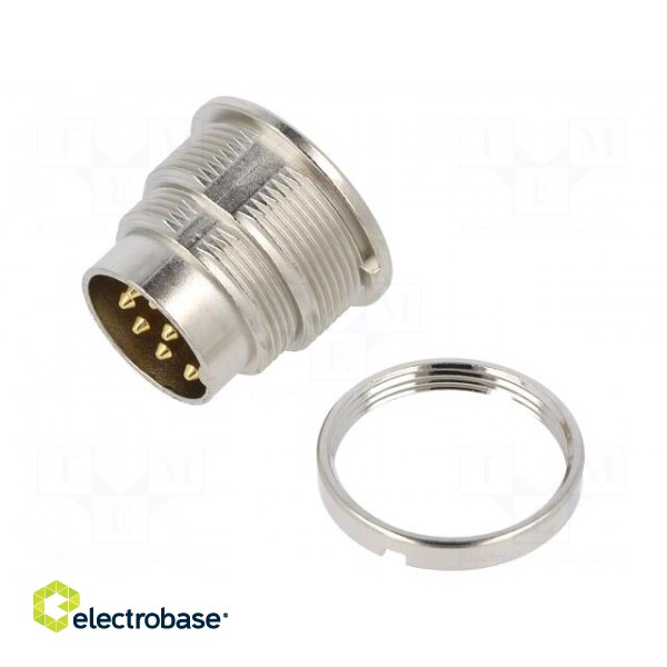 Connector: M16 | socket | male | soldering | PIN: 8 | 5A | 60V | IP40 paveikslėlis 1