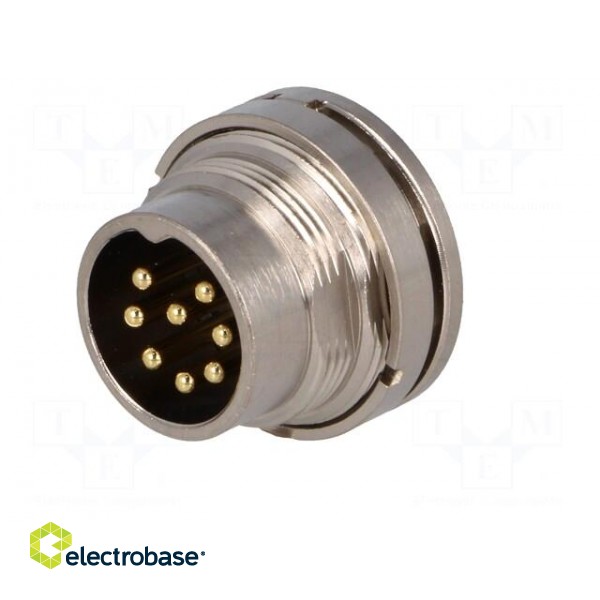 Connector: M16 | socket | male | soldering | PIN: 8 | 5A | 60V | straight фото 2