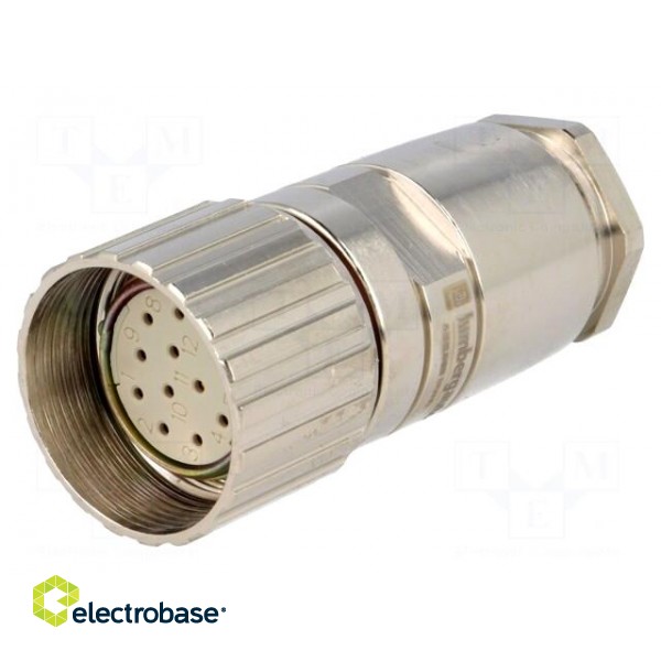 Connector: M23 | plug | PIN: 12 | female | soldering | for cable | 7.5A фото 1