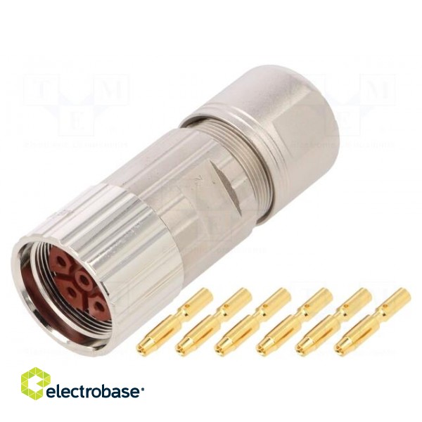 Connector: M23 | plug | PIN: 6 | female | crimped | for cable | straight фото 1