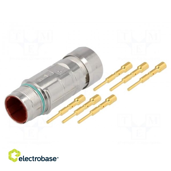 Connector: M23 | plug | PIN: 6 | male | crimped | for cable | straight | 25A фото 1