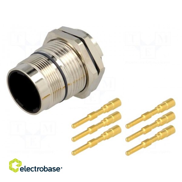 Connector: M23 | socket | PIN: 6 | male | crimped | 28A | shielded | IP67 image 1