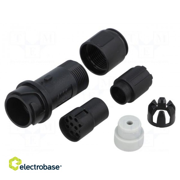 Connector: circular | plug | female | PIN: 10 | w/o contacts | for cable paveikslėlis 1