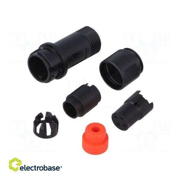 Connector: circular | plug | female | PIN: 4 | w/o contacts | for cable paveikslėlis 1