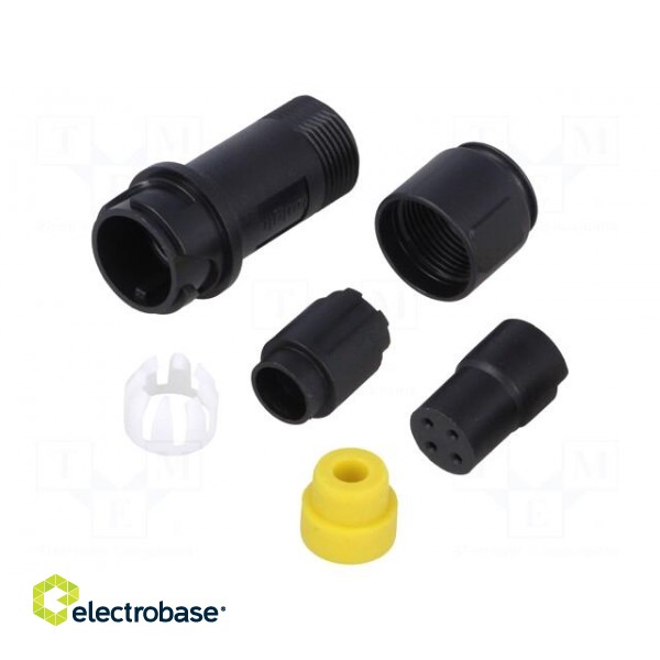 Connector: circular | plug | female | PIN: 4 | w/o contacts | for cable image 1