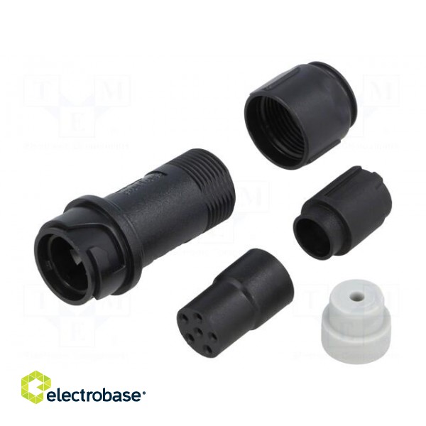 Connector: circular | plug | female | PIN: 6 | w/o contacts | for cable image 1