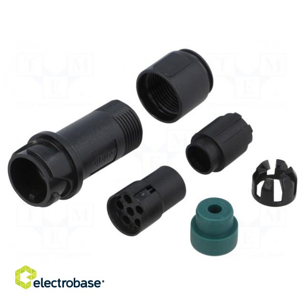 Connector: circular | plug | female | PIN: 6 | w/o contacts | for cable paveikslėlis 1