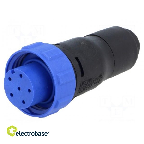 Connector: circular | plug | female | PIN: 6 | w/o contacts | for cable image 1